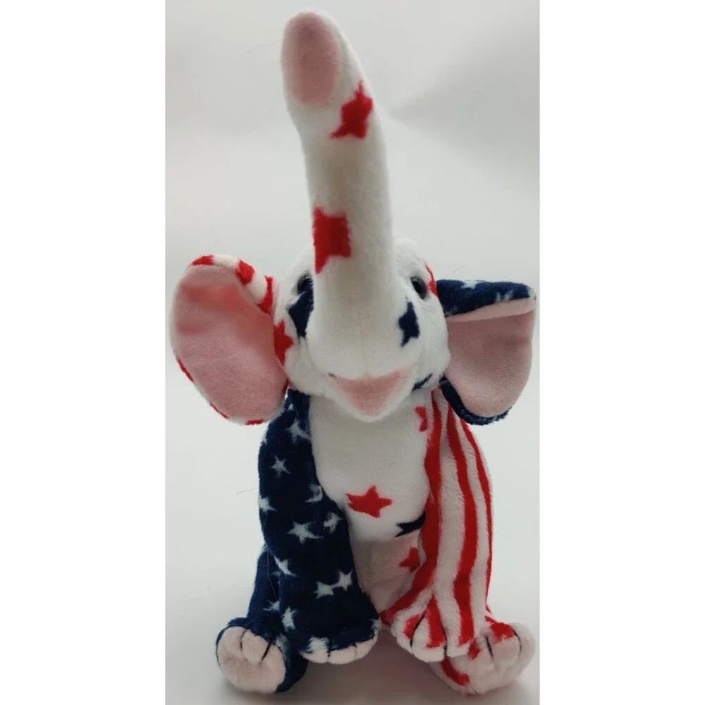 Vintage TY Beanbag Plush Righty 2000 Elephant Patriotic Retired Stars Stripes
